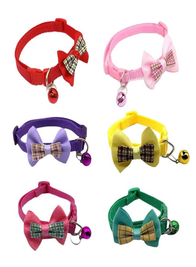 PET FUN Nylon Adjustable Cat & Dog Necklace Collar with Stylish Kitty Bow Tie & Bell | Soft, Durable & Safe Kitten & Puppies Collar with Secure Buckle & Leash Attachment Set (10mm) (Pack of 2) - Image 5